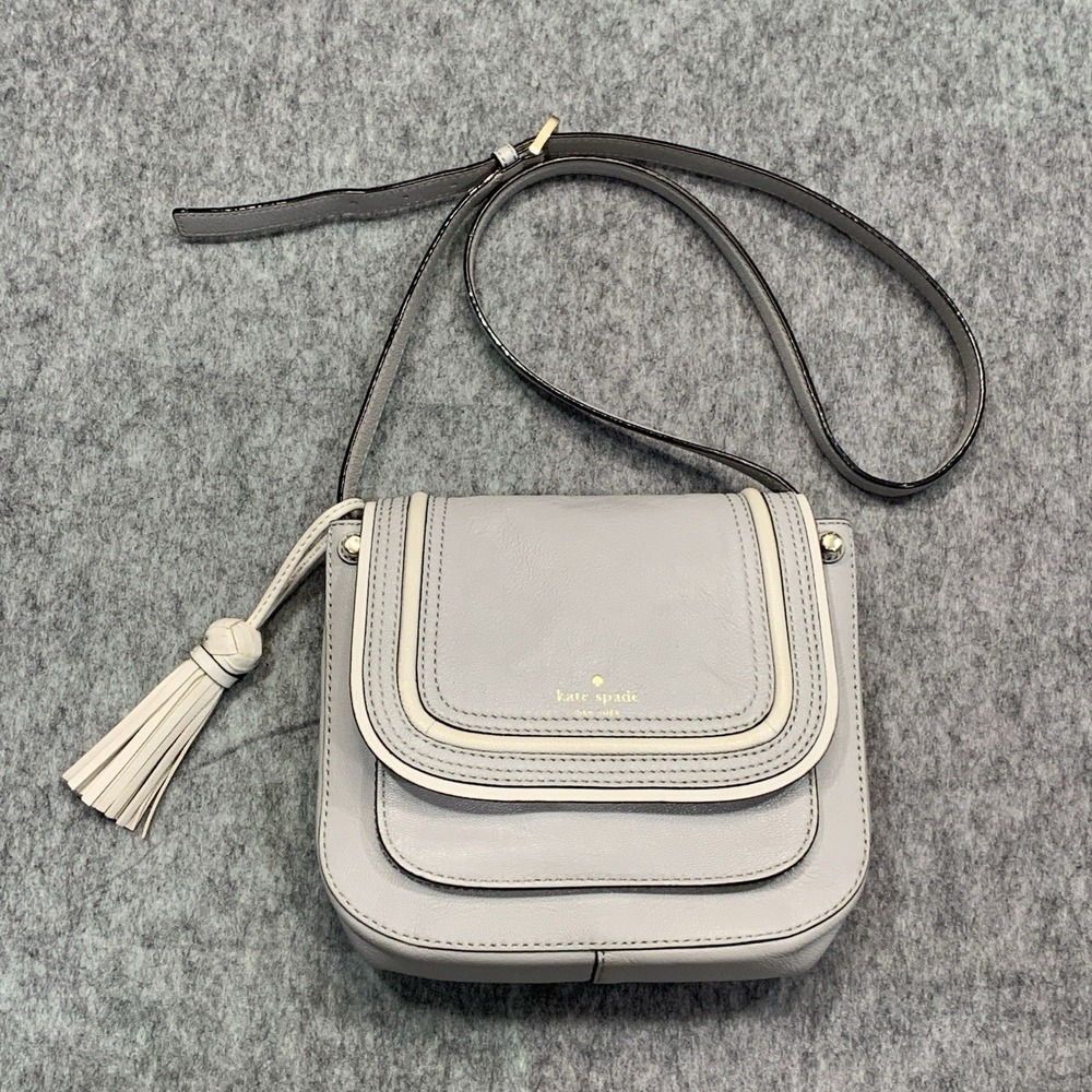 Kate Spade Rianne Pratt Street Mortar Crossbody Gray Purse Bag Goat Leather